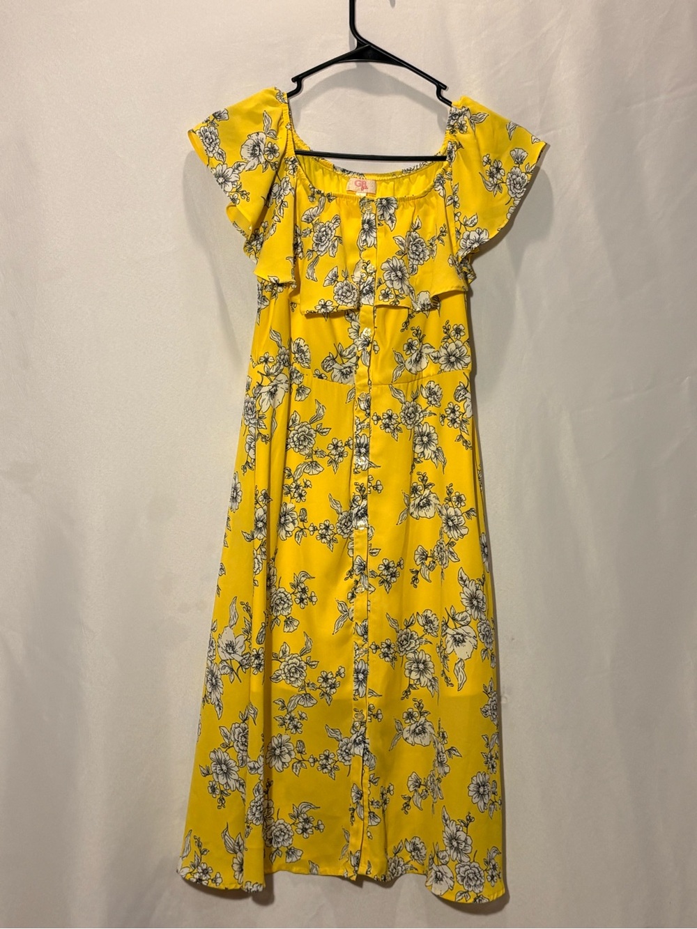 GB girls Yellow Floral Off-Shoulder Dress